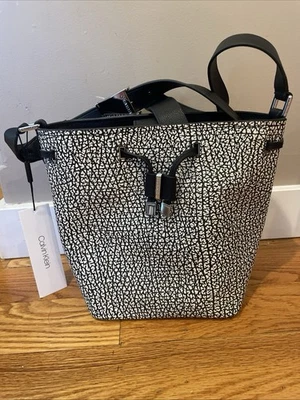 Calvin Klein Black and White Avery Bucket Bag Purse NWT - Image 1 of 4