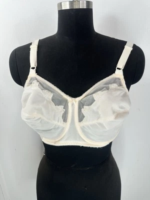 Par de sujetadores con aros de apoyo de cobertura completa crema nude Bali Flower 38DD vintage Foto 1 de 4