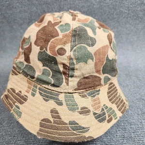 Vintage Duck Camo Bucket Hat Hunting 70s 80s 7 1/8 Original Jones Cap - Picture 1 of 8