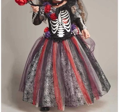 CHASING FIREFLIES SKELETON DAY OF DEAD COSTUME GIRLS SIZE 12 SKULL HALLOWEEN - Image 1 of 4