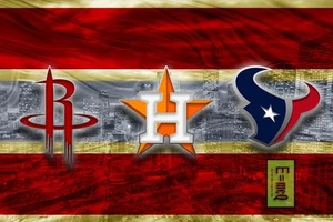 Houston Texans Sports Poster, TEXANS, ASTROS, Rockets Artwork, Houston Skyline - Picture 1 of 5