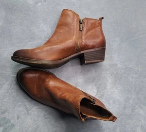 Lucky Brand Basel braune Damen-Stiefeletten aus Leder mit doppeltem Reißverschluss Größe 8,5 M - Bild 1 von 20