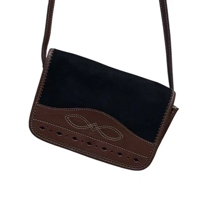 Bolso Bandolera Ann Taylor Vintage Gamuza Negro - Hecho en Italia Foto 1 de 4