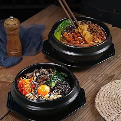 Olla de piedra coreana resistente al calor de arcilla con bandeja Bibimbap utensilios de cocina estofado Foto 1 de 4
