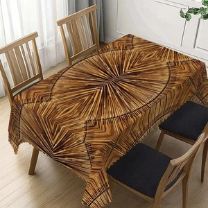 Tablecloth Rectangular Cover Kitchen Rectangle Tribal Boho Bamboo Prehistoric - Picture 1 of 7