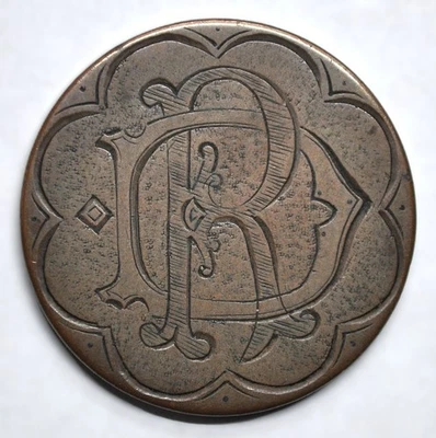 1852 Quebec Bank Penny Love Token - "RD" Foto 1 de 2