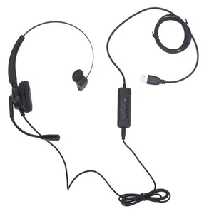 Office Headphone Telephone Headset Monaural USB Plug With Noise Cancelling Mic - Afbeelding 1 van 23