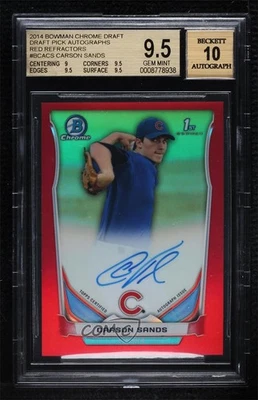 2014 Bowman Draft Chrome Pick Red Refractor /5 Carson Sands #BCA-CS BGS 9.5 Auto - Image 1 of 2