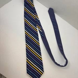 Vintage Tommy Hilfiger Men’s Silk Tie – Gold & Blue Striped, Preowned - Picture 1 of 3