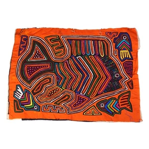 VTG Kuna Mola 21"x1" Fish Design Handmade Panama Reverse Appliqué Textile Art - Picture 1 of 12