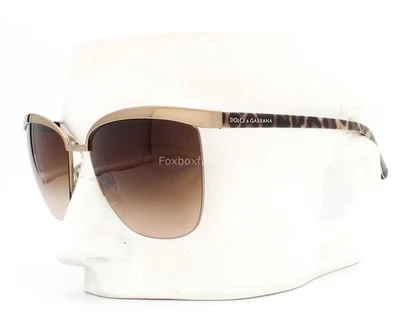 Dolce Gabbana DG2104 1111/13 Sunglasses Semi Rimless Pale Gold on Leopard Print  - Image 1 of 4