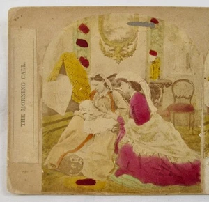 Stereoview The Morning Call Mother Cradling Child Two Women In Dresses (O) AS IS - Picture 1 of 4