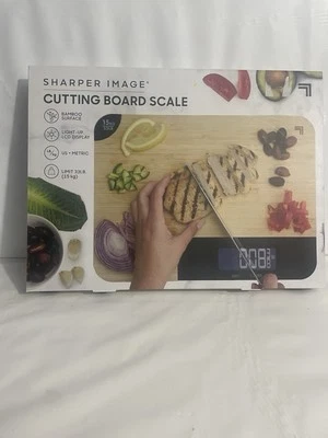 Cutting Board with Integrated Scale 2in1 Sharper Image NEW In Package- Bamboo - Image 1 of 4