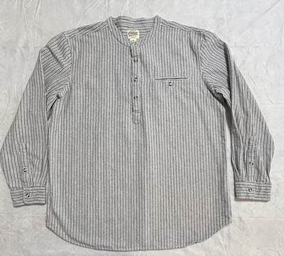 Band Collar Henley Popover Flannel Shirt Men’s XL Striped Vermont Orton Brothers - Image 1 of 4