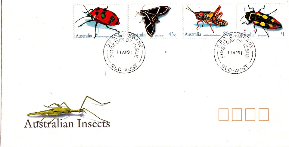 1991 Australian Insects FDC - GPO Brisbane Qld 4000 PMK - Image 1 of 1
