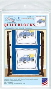 Jack Dempsey Stamped White Quilt Blocks 18"X18" 6/Pkg-Flower Delivery - Picture 1 of 1