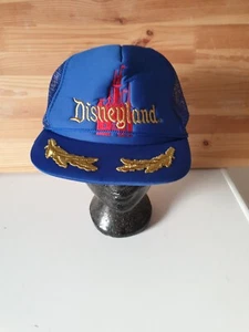 Vintage Trucker Cap Walt Disney World Snapback Hat Mesh Back Blue Castle Logo - Picture 1 of 6