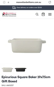 Maxwell & Williams Epicurious Square Baker 19x7.5cm - Picture 1 of 4