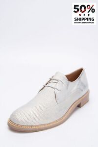 RRP €184 LAURA BELLARIVA Leather Lace-up Shoes US9 UK6 EU39 Silver Made in Italy