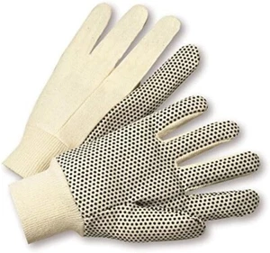 Work Gloves with PVC Dotted Palms – Durable Outdoor Gloves, Cotton Blend Canvas, - Picture 1 of 1