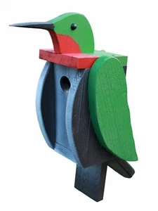 Hummingbird Shaped Wooden Birdhouse - Amish Made in USA - Picture 1 of 1
