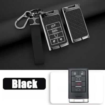 For Cadillac Escalade CTS STS ESV EXT ATS XTS Alloy Leather Car Key Case Cover - Imagem 1 de 4