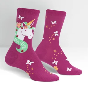Believe in Magic Women's Crew Socks Unicorn Sock It To Me Fantasy Fashion New - Picture 1 of 3