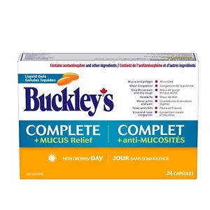 BUCKLEY'S COMPLETE + Mucus Relief Liquid Gels- Daytime 24/Count - Canada - Picture 1 of 2