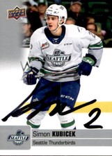 Simon Kubicek Signed Autographed 19/20 Upper Deck CHL card Seattle Thunderbirds