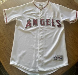 VINTAGE Anaheim Angels Baseballtrikot Herren Medium weiß genäht majestätisch USA MLB - Bild 1 von 5