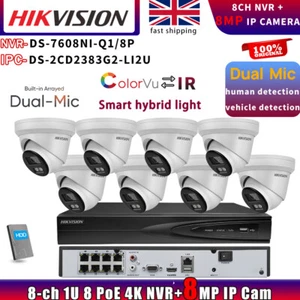 Hikvison 4K Dual Mic 8MP IP Camera+DS-7608NI-Q1/8P 8CH 8POE NVR CCTV System Lot - Picture 1 of 21