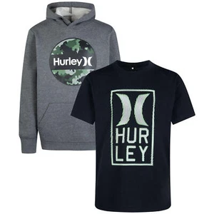 Hurley Boys' Grey/Black 2 Pack Hoodie & Tee Set (986176-C81) Size 5/6-7/8-10/12 - Picture 1 of 7