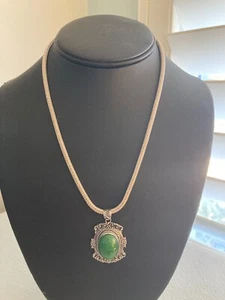 Bali Legacy .925 Burmese Green Jade Pendant w/18" Wheat .925 Chain Necklace - Picture 1 of 11