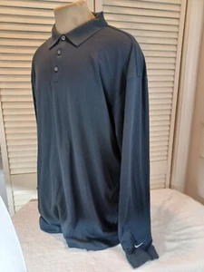 Nike Dri Fit,Men's,Size X-Large,Blue,Long Sleeve Polo Shirt,Golf,Casual,Sport - Picture 1 of 7