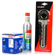 Bosch F026407183 oil filter + key + engine rinse for Audi seat škoda vw Polo