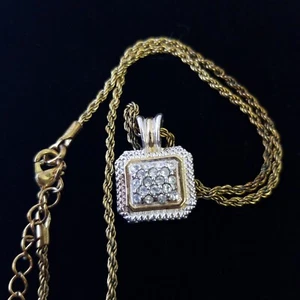 VTG Nina Ricci Pendant Necklace Gold Tone Rope Chain Costume 16" Avon Retired - Picture 1 of 3