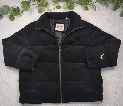Levis Black Corduroy Puffer Coat Size XL Full Zip Jacket - Image 1 of 4