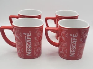4 Nescafé Rot Rentier Tassen Becher Weihnachten Cafe Winter Urlaub Pullover Tassen Set  - Bild 1 von 16