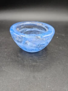 VTG. Hadeland Glassverk  Clear Glass w/Blue Swirl Candle Votive Norway - Picture 1 of 6