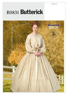 Butterick Sewing Pattern 5831 Misses 8-16 Dress Petticoat Civil War 1800s - Picture 1 of 6
