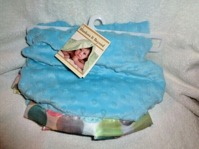 Blankets & Beyond Teal Blue Minky Dots bright colorful circles Baby Blanket NEW - Image 1 of 4
