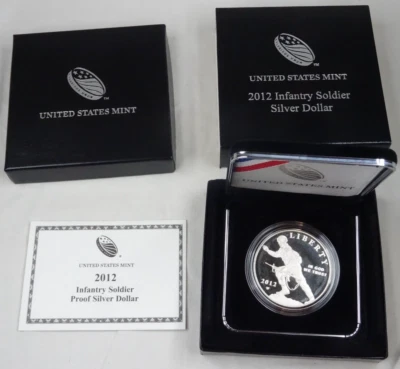 2012-W Infantry Soldier Commemorative Proof Silver Dollar US Mint Box COA - Image 1 of 4