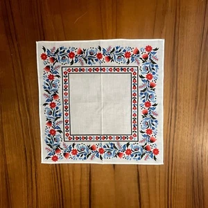 Vintage Hankerchief Pink Red Blue Cosmos Tulip Hanky Grandmacore Cottagecore - Picture 1 of 6
