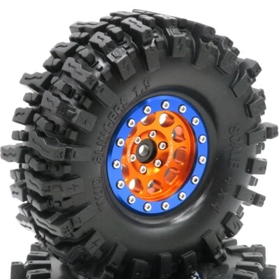 2x RC 1.9 Mud Slingers Tires 120mm & 1.9 Beadlock Wheels For 1/10 Crawler SCX10 - Image 1 of 4