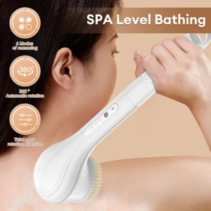 Electric Rechargeable Body Brush Back Scrubber Shower Brush with Long Handle - Picture 1 of 10