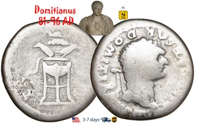 Ancient Roman Empire Coin Silver Denarius  Domitian 81 - 96 AD Authentic #30129 - Image 1 of 3