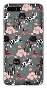Coque en silicone imprimée compatible Apple iPhone 7 Plus Miaou - Picture 1 of 3