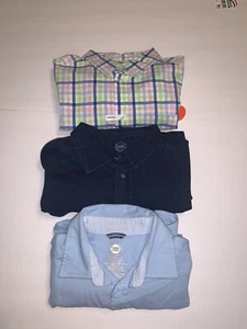 Boys Wonder Nation Button Up Shirt Sz 14-16 XL Stretch Solids & Plaid 2 NWT - Picture 1 of 4