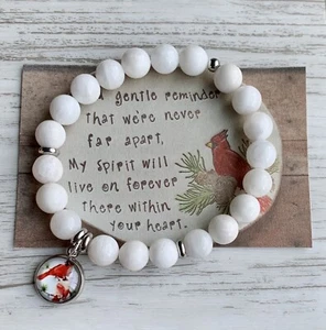 New Handmade Cardinal beaded charm bracelet~GEMSTONES - Bild 1 von 2