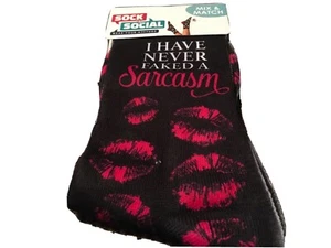 “I Never Faked A Sarcasm” With Lips Fun Pair Novelty Socks Ladies Women’s Girls - Picture 1 of 2